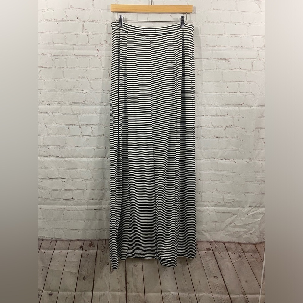 Gibson Latimer Black White Striped Pull On Stretch Womens Size Medium Maxi Skirt